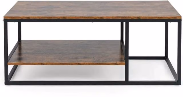 Tavolino rettangolare 105 x 50 x 42,5 cm con 2 ripiani pratico contenitore stile industriale legno marrone rustico 20_0013781