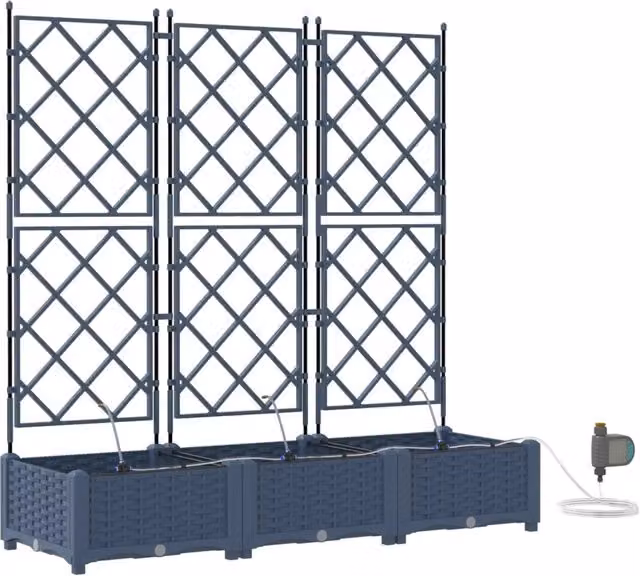 Set di 3 fioriere da esterno vidaXL in acciaio grigio L/P/H: 120 x 120 x 142 cm