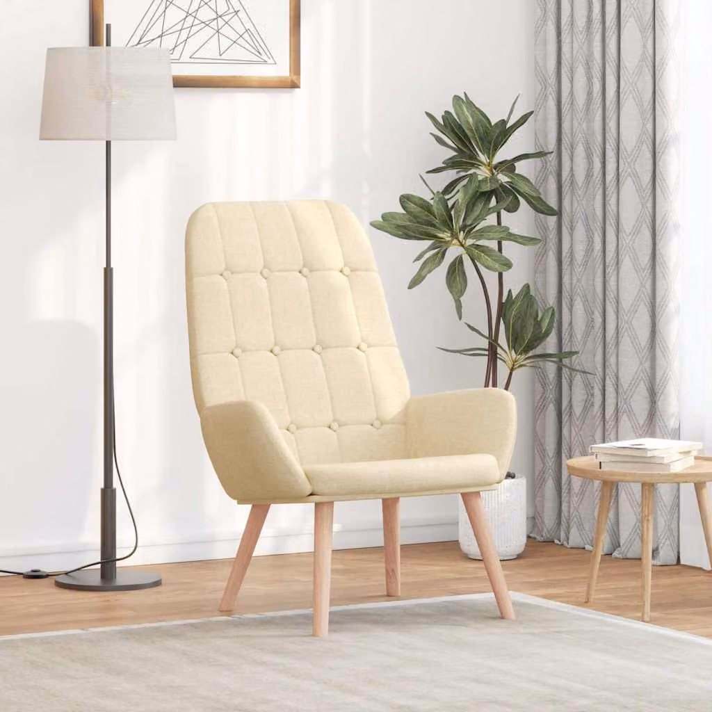 Sedia Relax vidaXL in tessuto beige con braccioli e imbottitura in schiuma