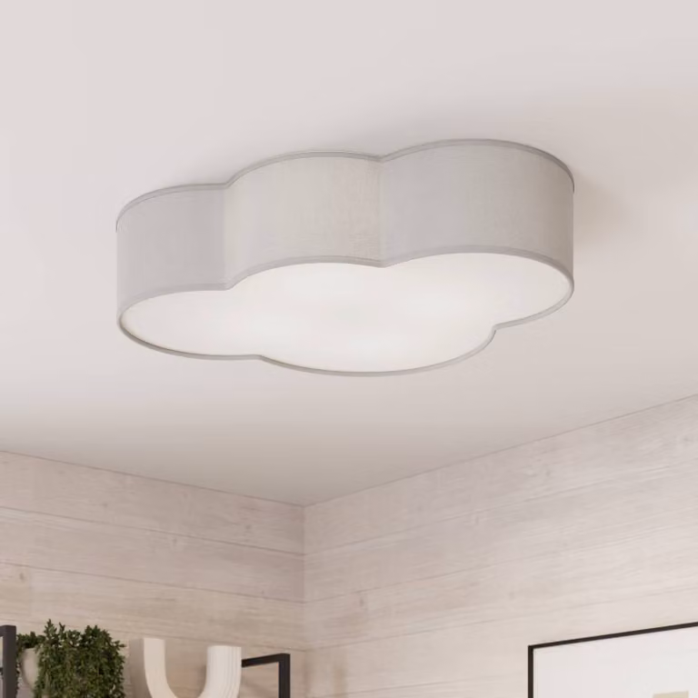 Plafoniera soffitto Cloud TK Lighting, dimmerabile, Alluminio / Grigio / Zincato, Soggiorno / Sala da pranzo, Tessuto / Stoffa / Seta, Giovanile, Plafoniera