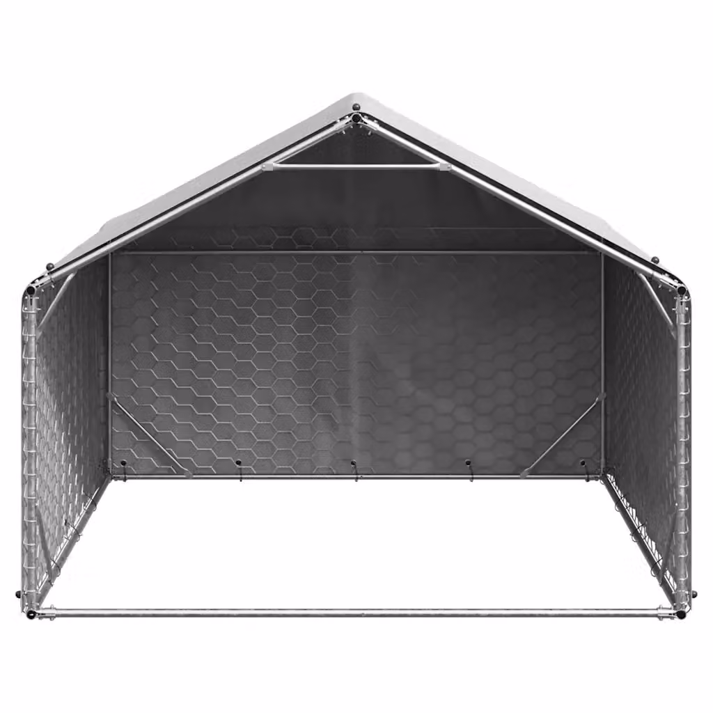 Cuccia per cani da esterno con copertura vidaXL in metallo resistente alle intemperie, colore grigio/nero, L 2 x P 2 x H 1,5 m – 2