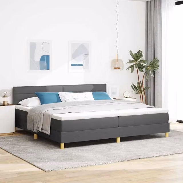 Letto a molle con cuscino Grigio scuro 200 x 200 cm Tessuto 3338868