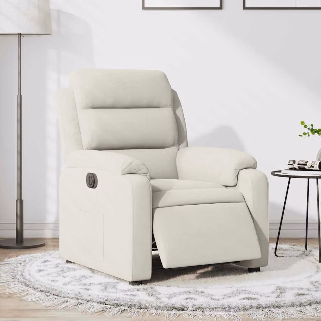 vidaXL Poltrona Elettrica Reclinabile in Velluto Beige con Braccioli per Soggiorno