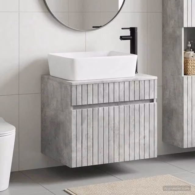Set di mobili per il bagno Grigio Cemento Legno ingegnerizzato 3404303