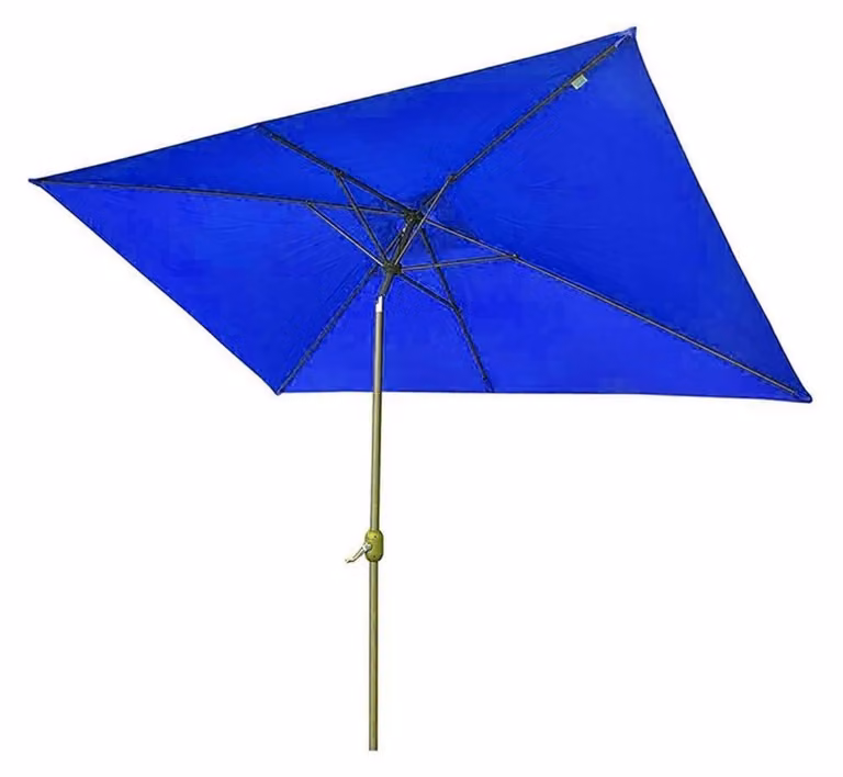 Ombrellone rettangolare, dimensioni 200 x 300 cm, colore blu, realizzato in poliestere, impermeabile