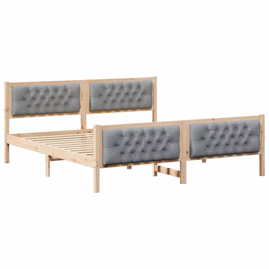 Struttura del letto vidaXL in pino massello grigio e marrone 180 x 200 cm – 2