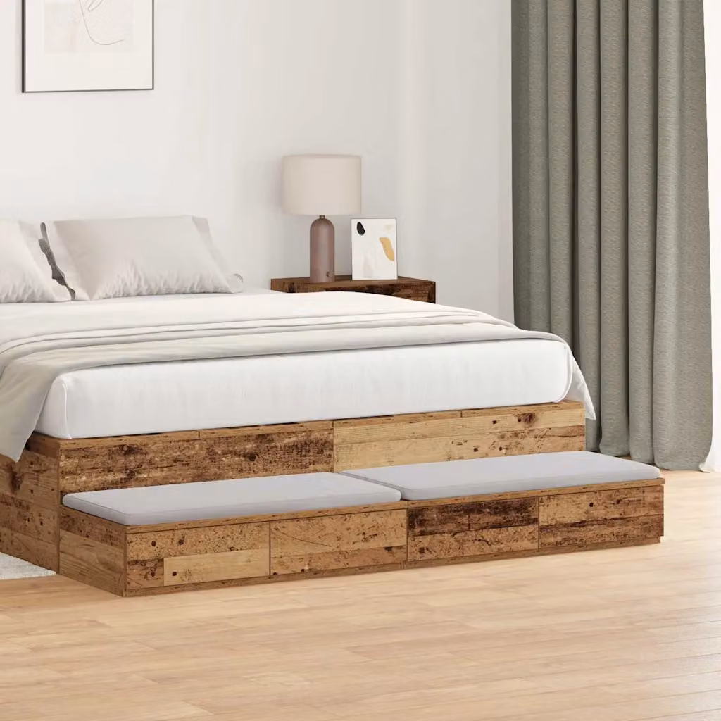 Cassetti per letto vidaXL in legno vecchio colore marrone L/P/H: 140 x 36,5 x 16,5 cm