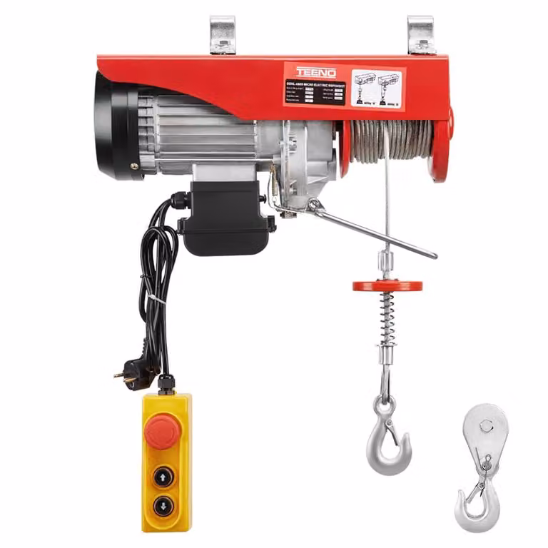 Tirante elettrico da 1200 W, capacità di sollevamento 300/600 kg, velocità 6/12 m/min, colore: nero