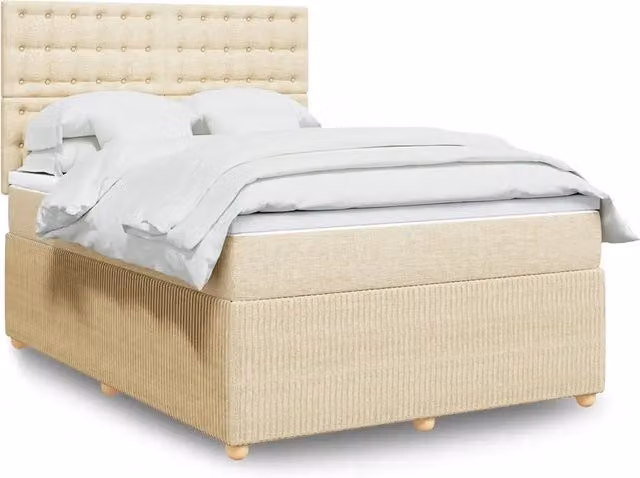 Letto Ibrido Moderno vidaXL in Legno di Pino con Materasso Beige e Bianco L/P: 140 x 190 cm