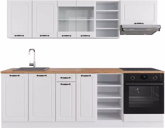 Cucina componibile R-Line Vicco Bianco rustico e Rovere, L: 240 cm, H: 206,8 cm, P: 60 cm – 1