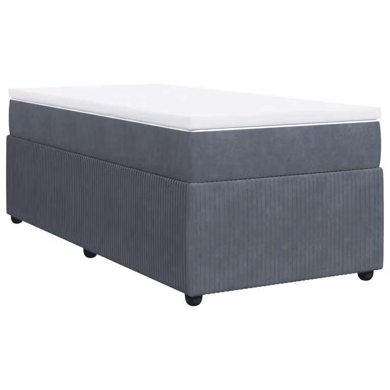 Giroletto a Molle con Materasso Grigio Scuro 90x190 cm Velluto