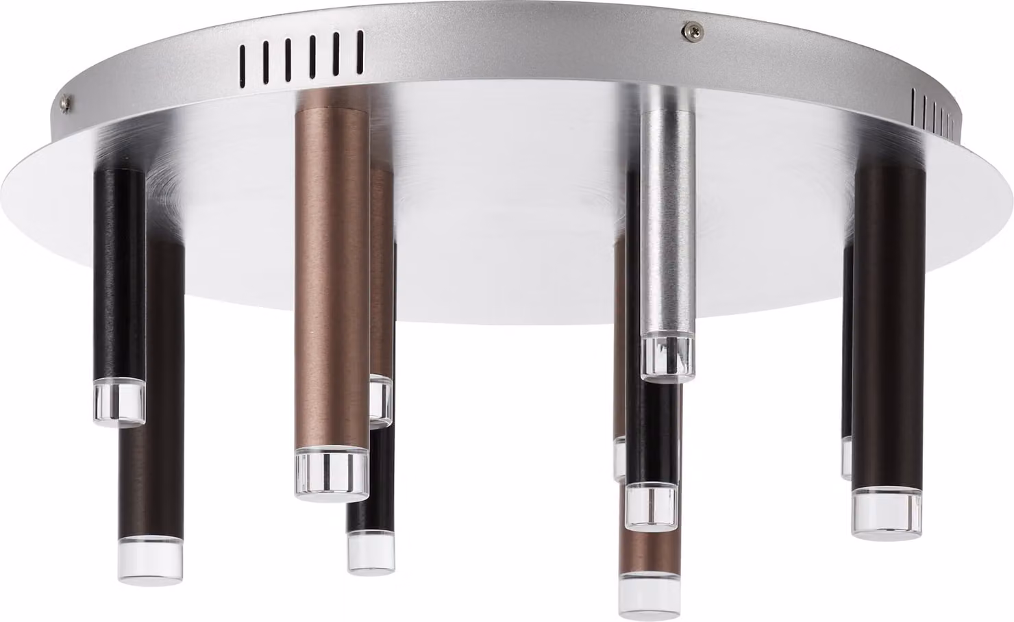 BRILLIANT Lampada Cembalo LED a soffitto rotonda a 12 luci marrone/caffè | 12 LED da 4 W integrati, 306 lm, 3000 K | Regolabile in 3 livelli tramite interruttore a muro | A risparmio energetico e di lunga durata grazie all'utilizzo di LED