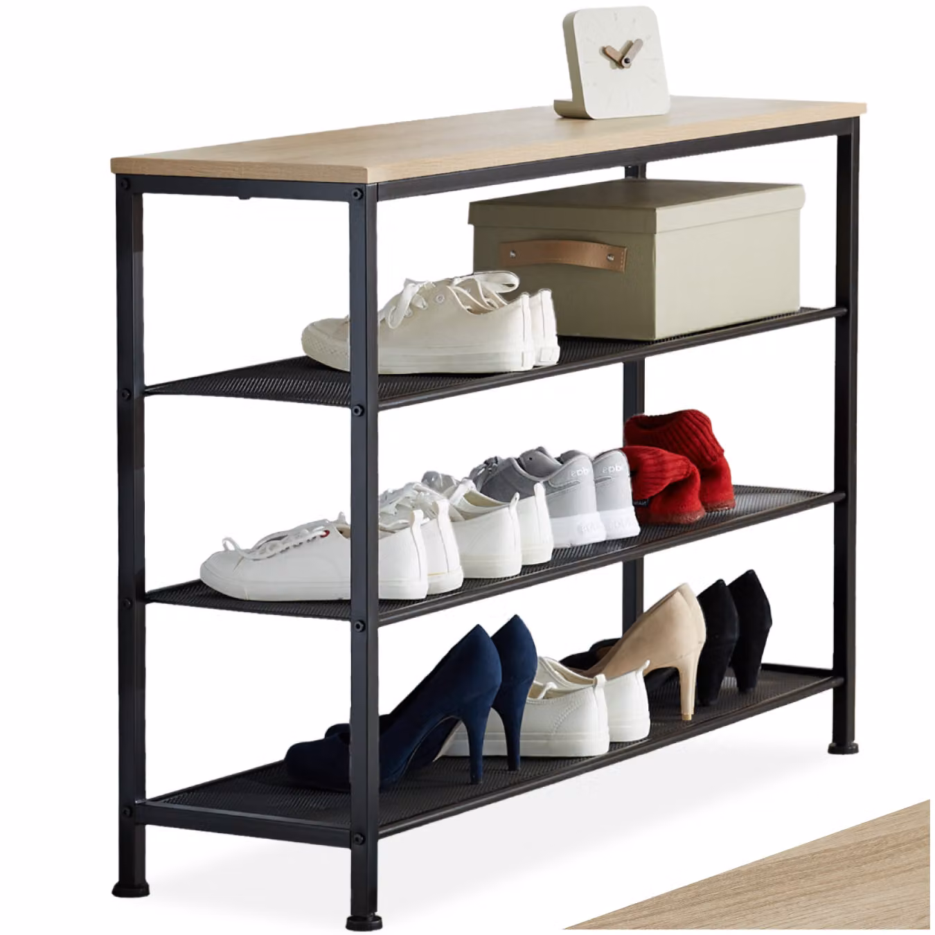 Scarpiera Portsmouth Tectake in stile industriale, colore rovere e marrone, L/P/H: 100 x 30,5 x 72,5 cm – 1