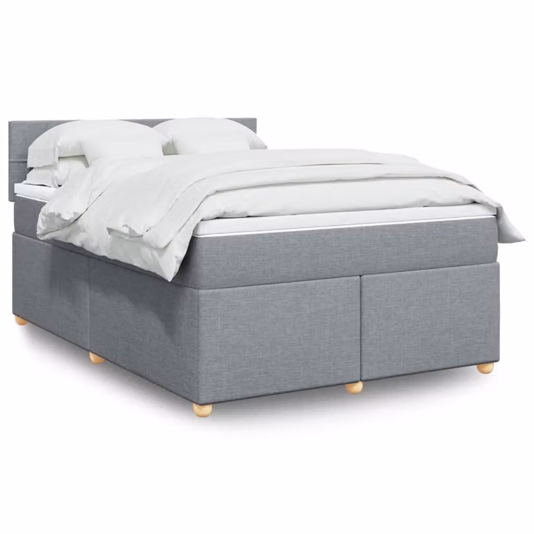 vidaXL Letto Ibrido con Giroletto a Molle e Materasso in Tessuto Grigio e Bianco L/P/H: 140 x 190 cm