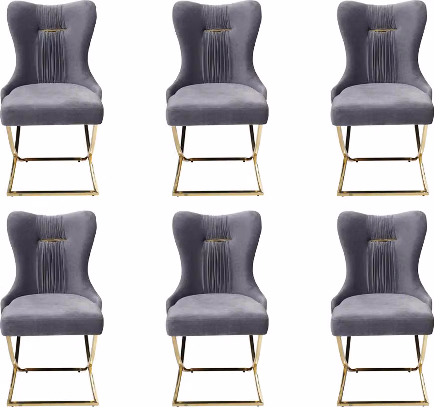Stilvoll Esszimmer 6x Stühle Luxus Sessel Stuhl grau Sessel Wohnzimmer Möbel