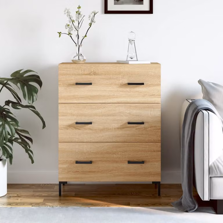 Credenza vidaXL in Rovere Sonoma e Legno Multistrato, Colore Marrone, L: 69,5 cm, P: 34 cm, H: 90 cm