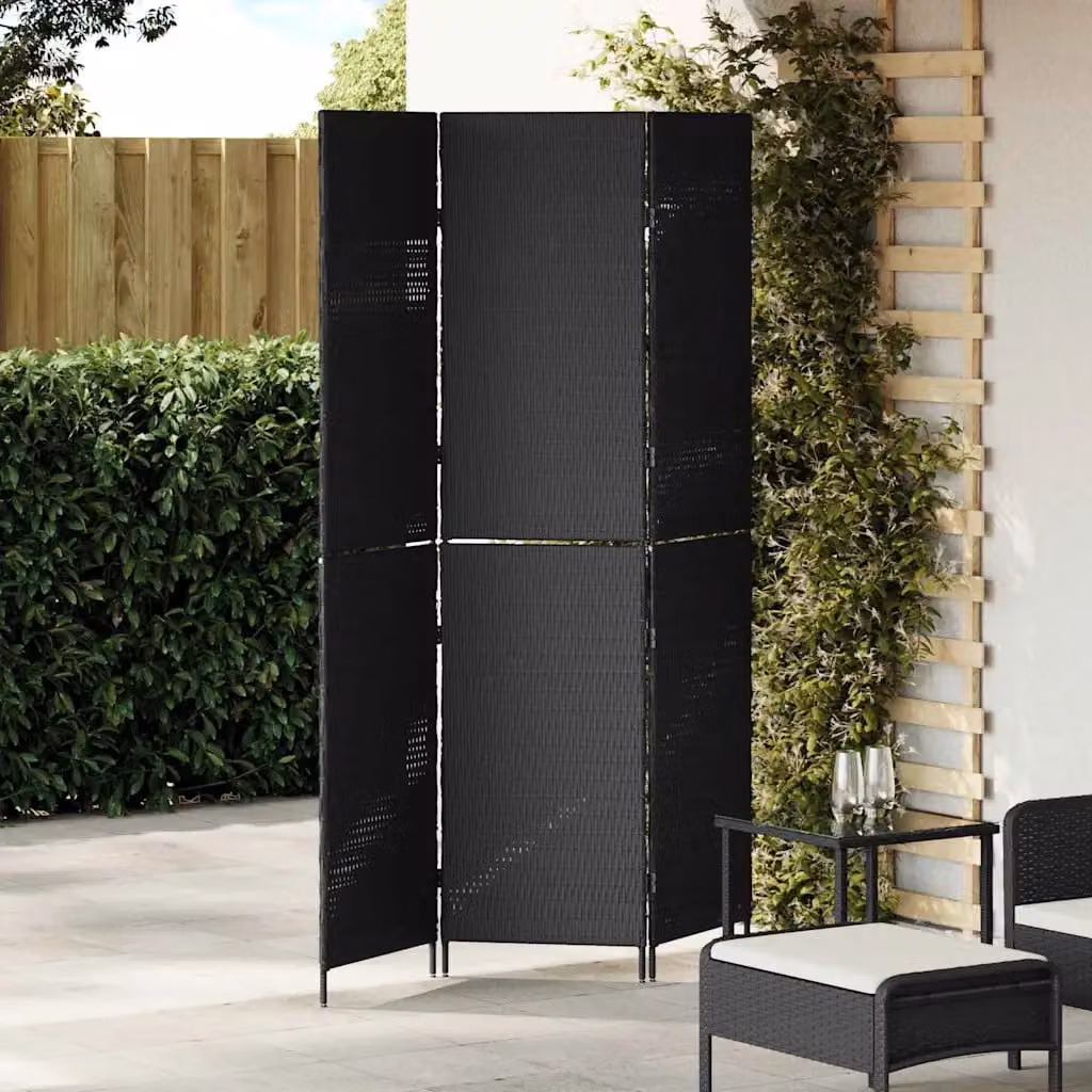 Divider per stanze vidaXL in polyrattan nero L: 146 cm, H: 180 cm