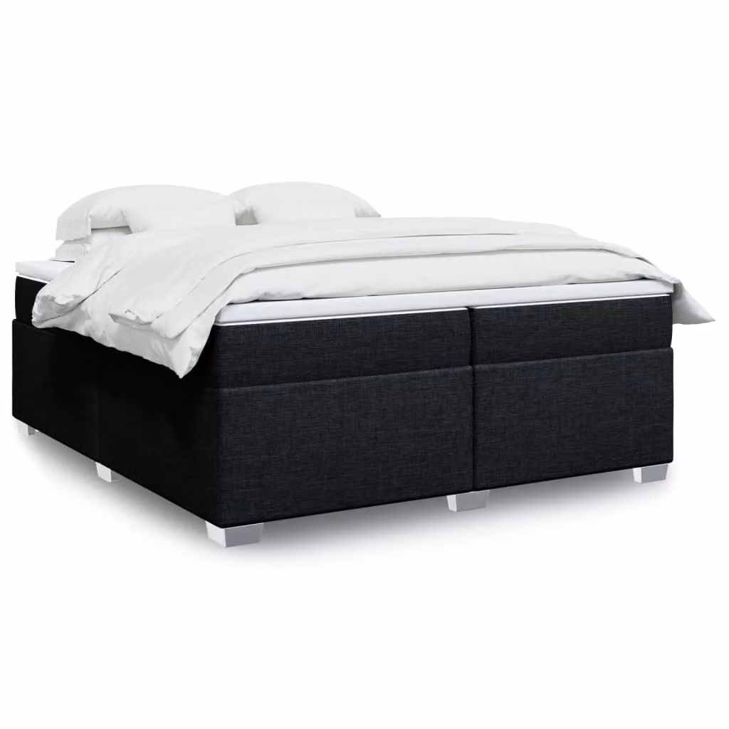 vidaXL Giroletto a Molle con Materasso Ibrido in Tessuto Nero, L/P: 200 x 200 cm – 1