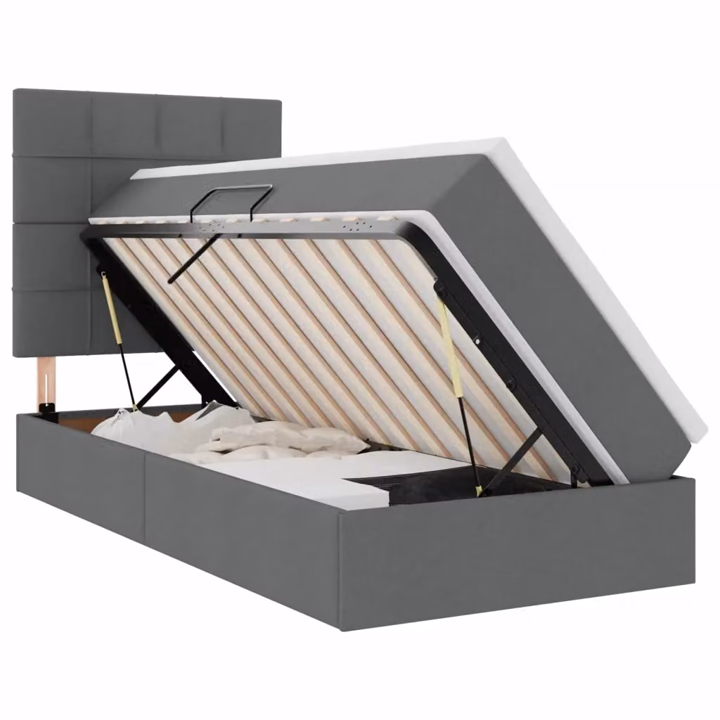 Letto con contenitore e illuminazione LED con porta USB vidaXL, Grigio, L: 100 cm, P: 200 cm, H: 204 cm – 2