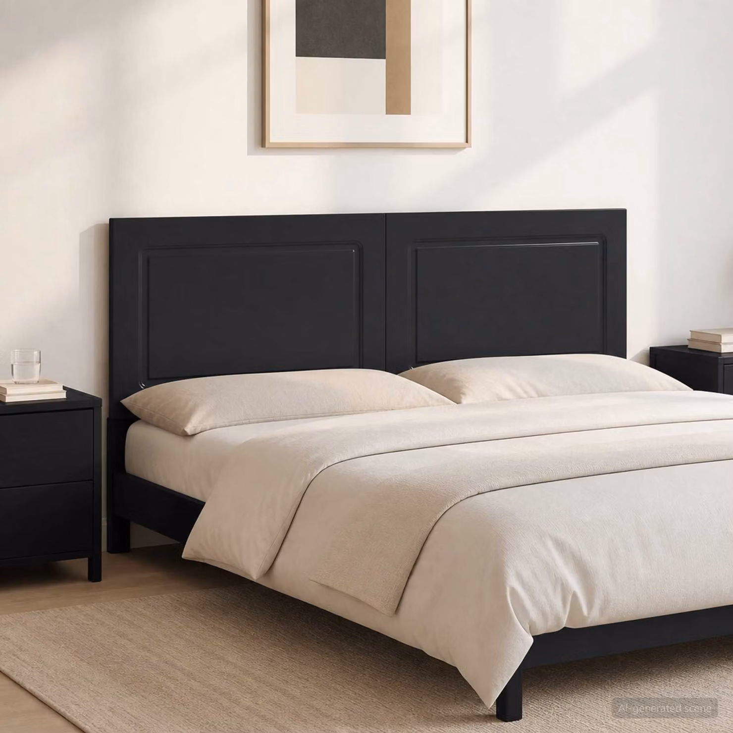 Testiera da muro moderna vidaXL UTRECHT in legno ingegnerizzato nero opaco L: 161 cm, H: 50 cm, P: 3 cm