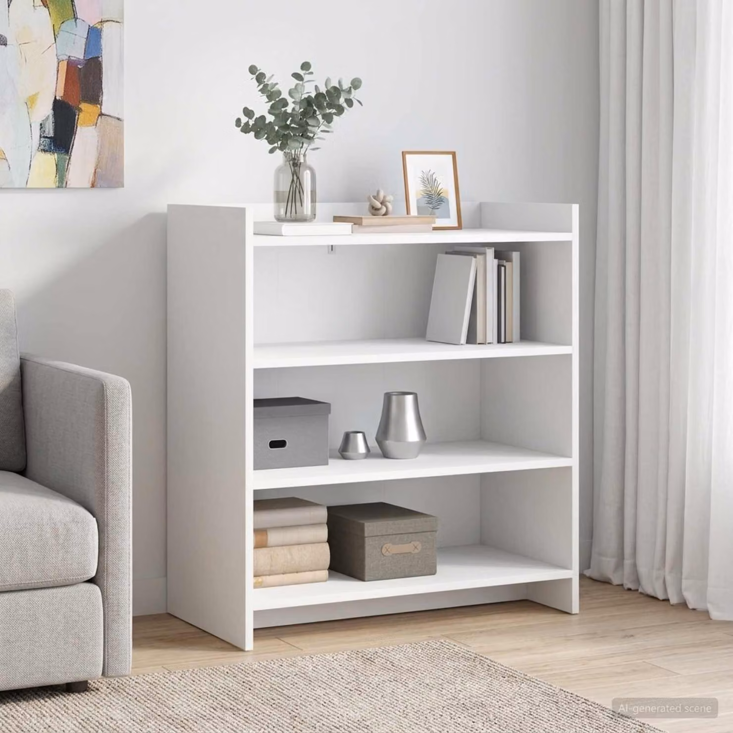 Credenza moderna vidaXL in legno ingegnerizzato bianco L: 75 cm, P: 36 cm, H: 80 cm