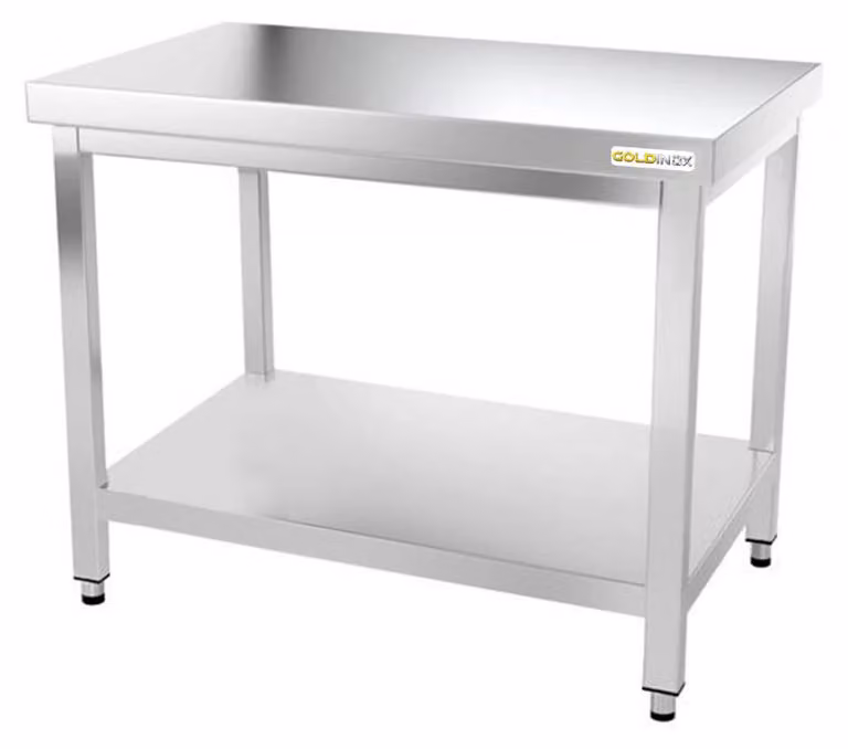 Tavolo da lavoro in acciaio inossidabile, dimensioni 1200 x 500 mm, linea PREMIUM - GOLDINOX