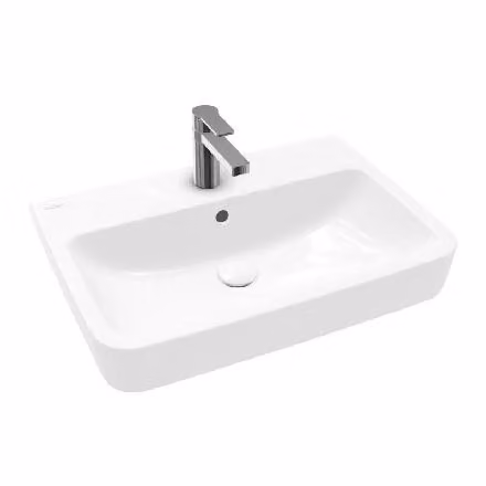Villeroy & Boch O.novo - Lavabo da appoggio, 650x460 mm, con sfioratore, foro per miscelatore, AntiBac, CeramicPlus, bianco alpino 4A41KGT2