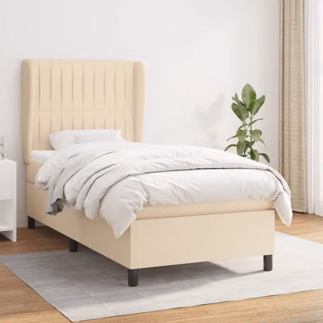 Letto Ibrido con Giroletto a Molle e Materasso vidaXL, Colore Beige e Bianco, L/P: 90 x 200 cm