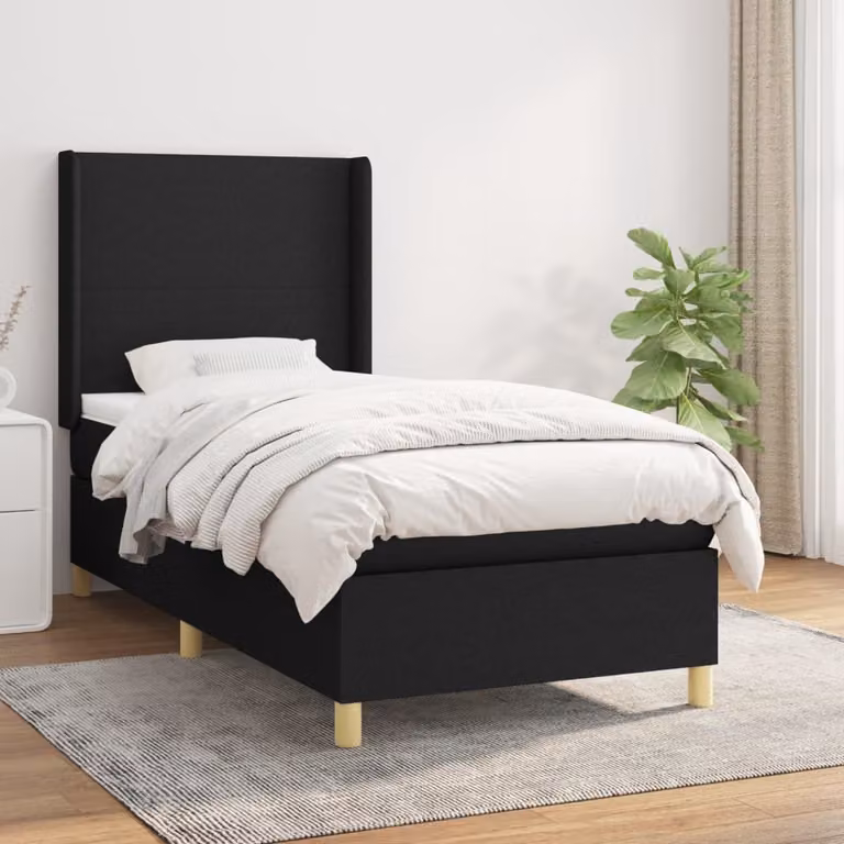 Maison Exclusive - Giroletto a Molle con Materasso Nero 100x200 cm in Tessuto