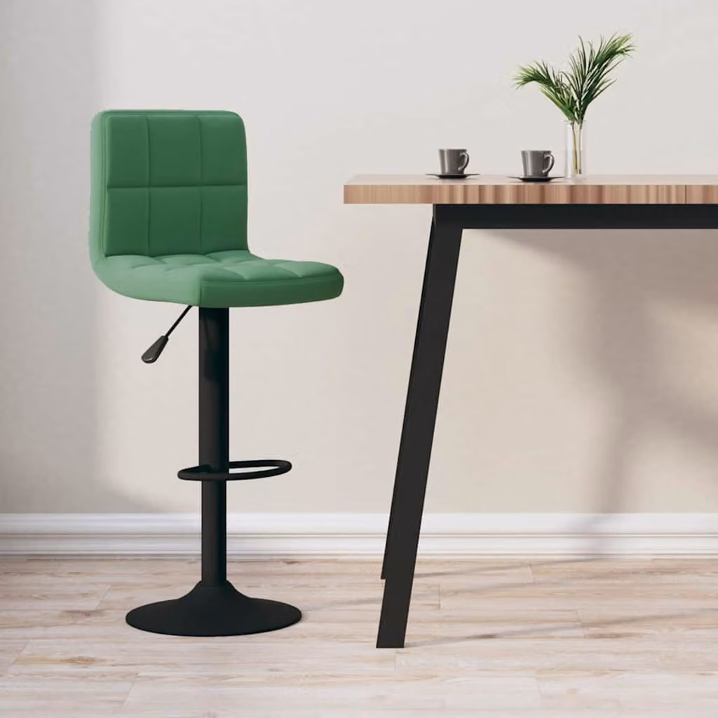 Sgabello da bar vidaXL in velluto verde con struttura in metallo moderno