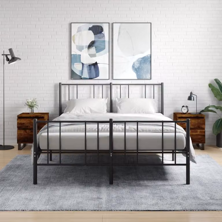 Set di 2 comodini vidaXL in legno multistrato Rovere Fumo, design moderno da parete, L 40 cm x P 35 cm x H 50 cm