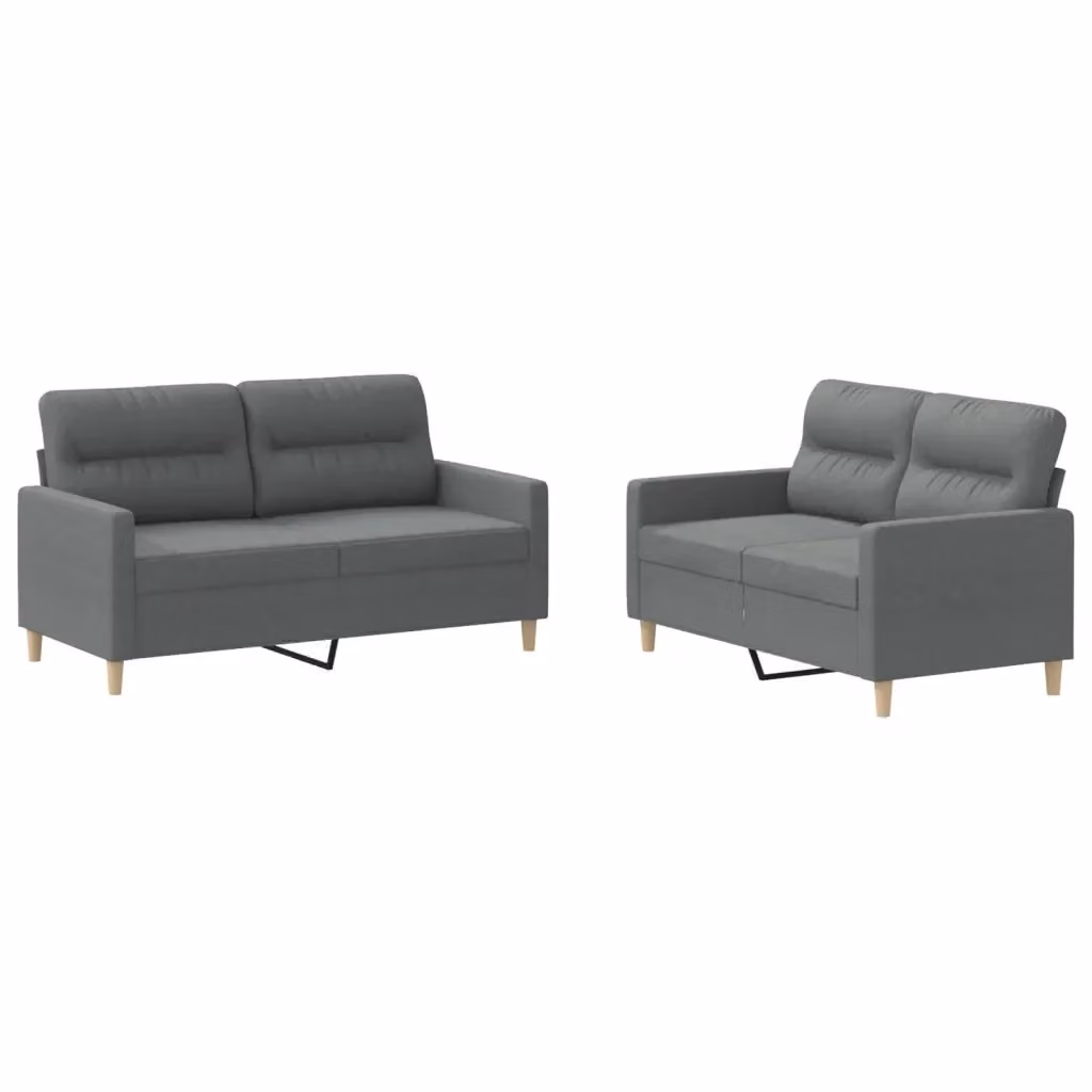 Set di 2 Divani vidaXL Moderni in Tessuto Grigio con Cuscini – 2