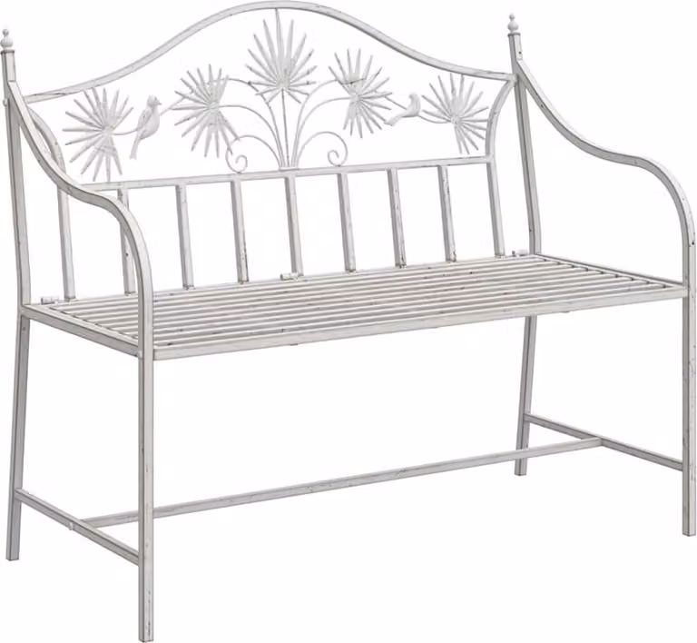 Panchina da giardino Bianco Antico 104 x 52,5 x 89 cm Acciaio