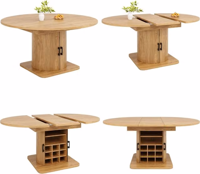 Tavolo bar con contenitore allungabile 120-197 cm; MDF nero; isola cucina salvaspazio