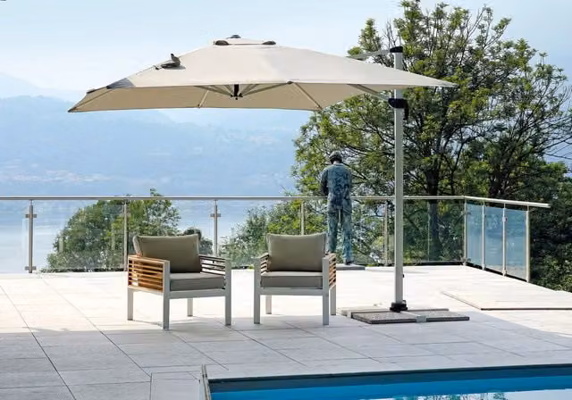 Cheonda - Ombrellone California 3X3 bianco Telo Spuncrylic Grigio Greenwood