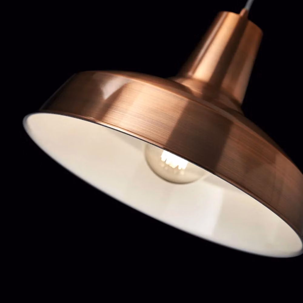 Sospensione Industrial-Minimal Ideal Lux Moby in Metallo Rame e Bianco con Attacco E27 e Altezza Regolabile – 2