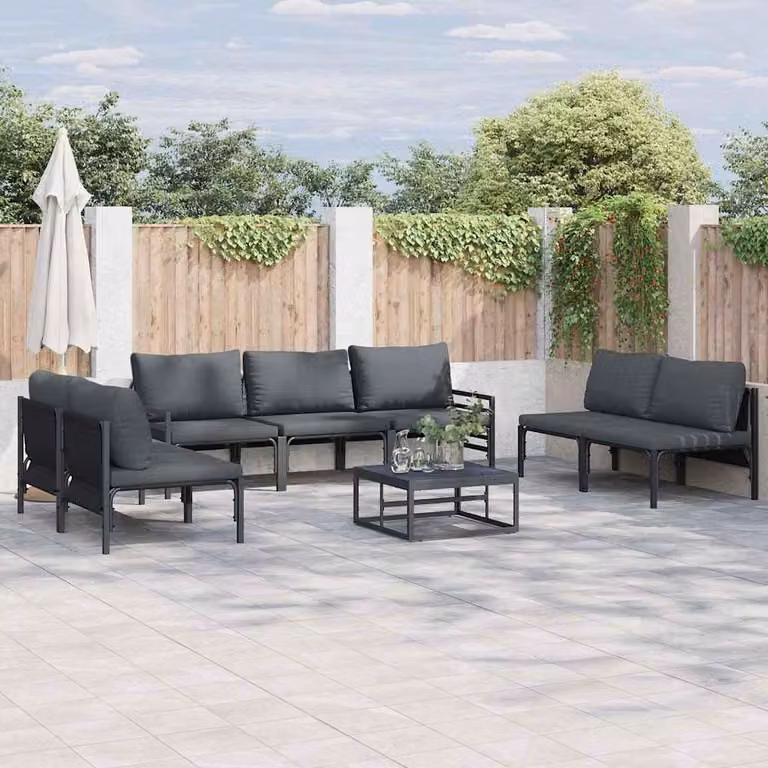 Maison Exclusive - Set da giardino composto da 7 pezzi, divano, acciaio nero
