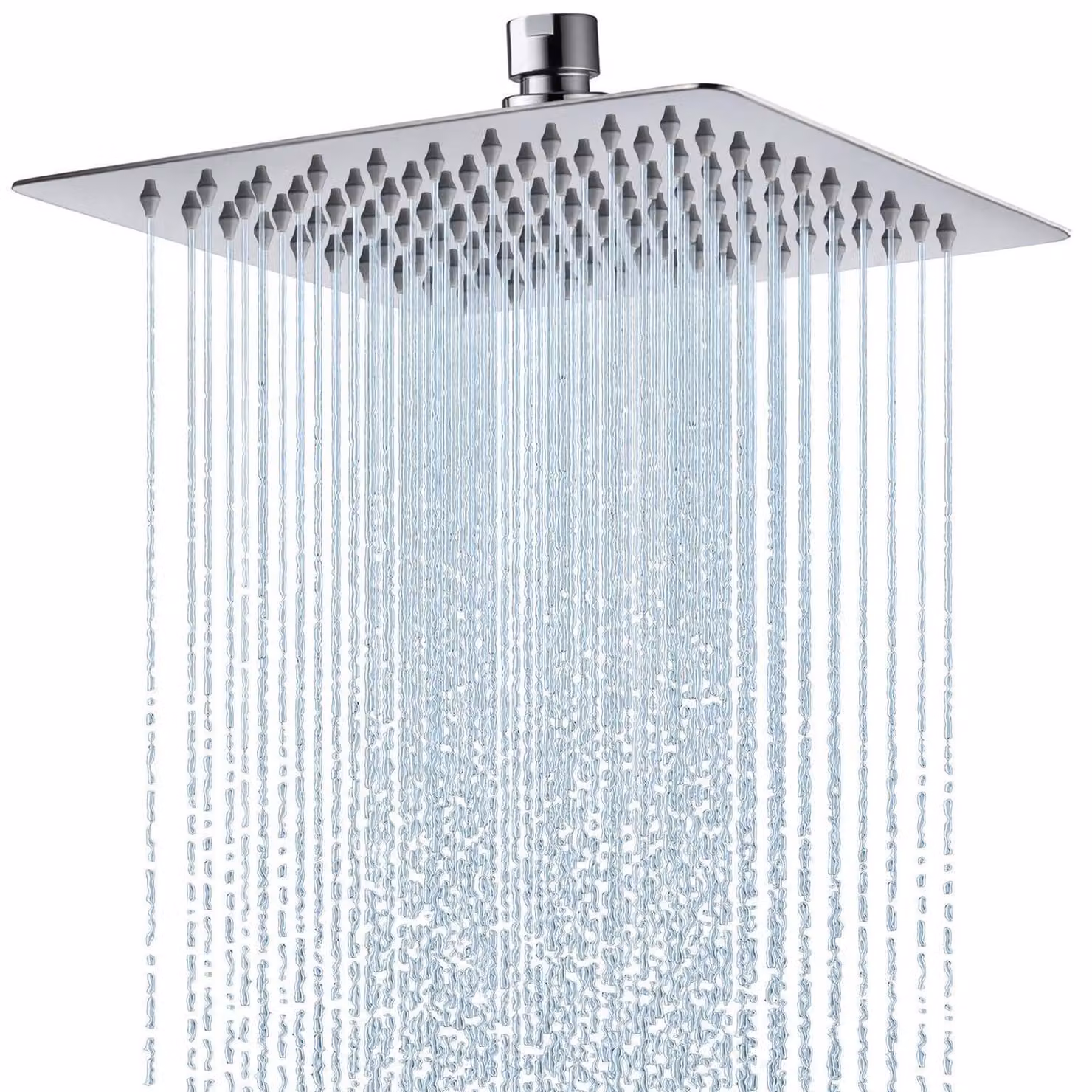Doccia a soffitto in acciaio inossidabile, quadrata, 20x20 cm, finitura cromata, con ugelli anticalcare