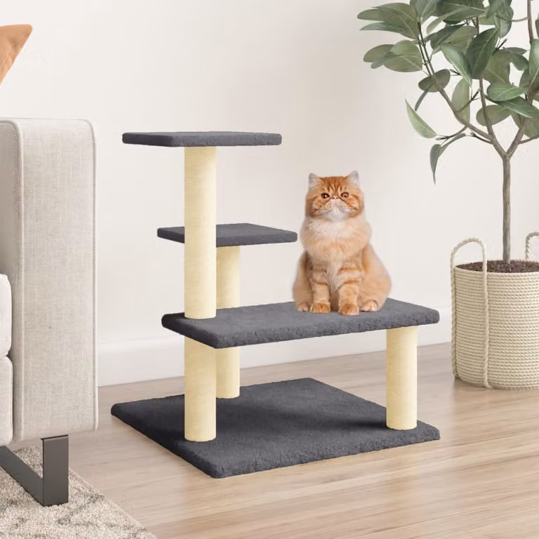 vidaXL Albero per Gatti con Tiragraffi in Sisal Grigio Altezza: 61 cm