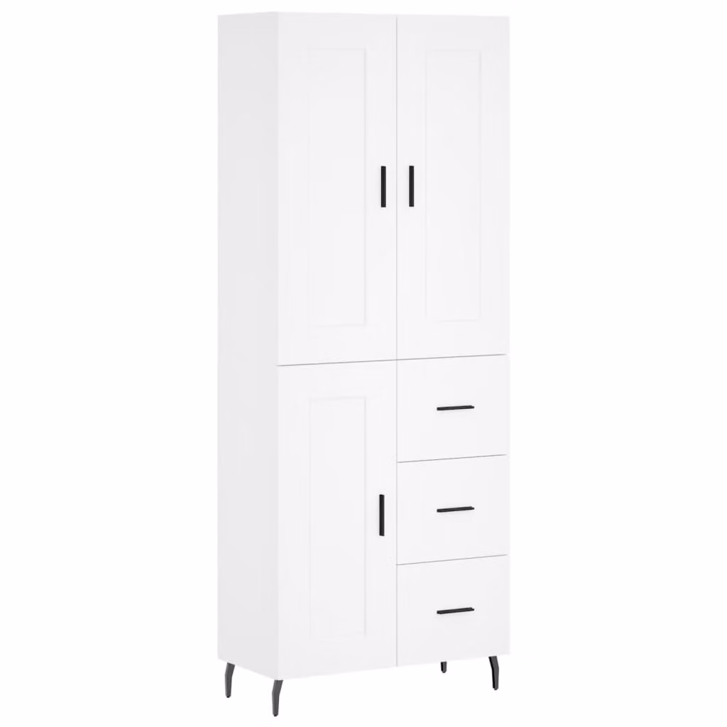 Credenza Bianca 69,5x34x180 cm in Legno Multistrato