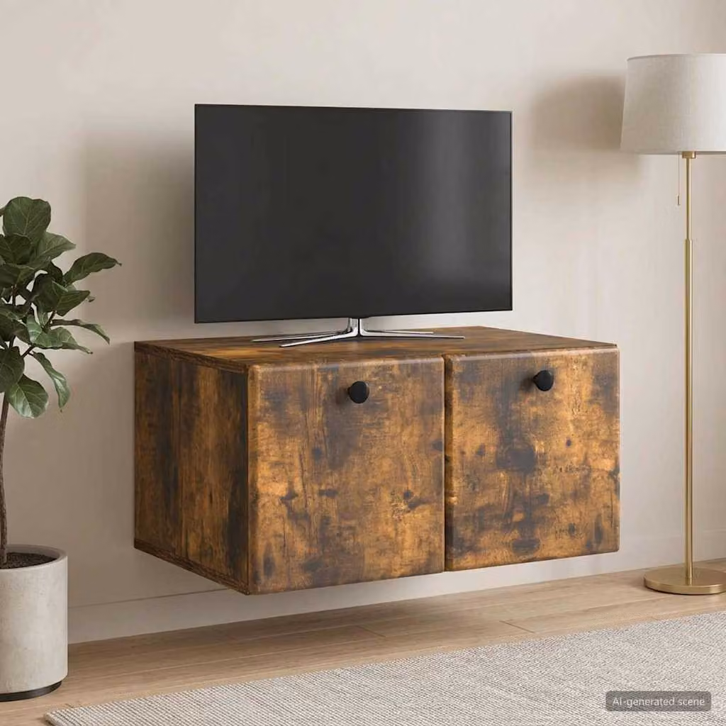 vidaXL Mobile Porta TV da Muro Moderno in MDF Colore Marrone L: 59,5 cm, P: 41 cm, H: 30 cm