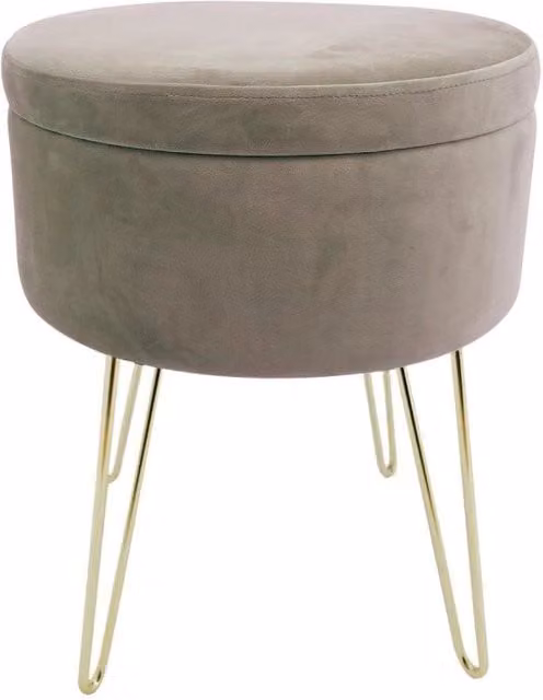 Set di 3 Sgabellini Rotondo Con Coperchio Orlando Beige 37,5x37,5x45