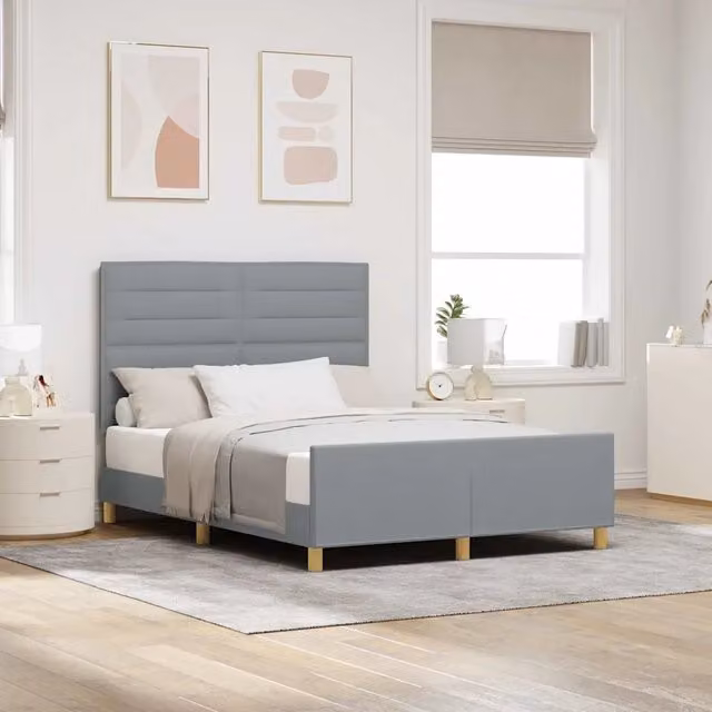 Struttura letto imbottita vidaXL in tessuto grigio L 140 x P 190 cm