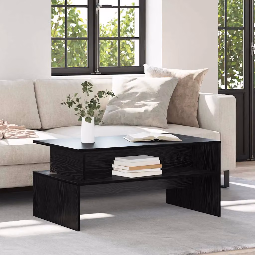 vidaXL Tavolino da salotto moderno rettangolare in MDF nero, L 90 cm x P 55 cm x H 42,5 cm
