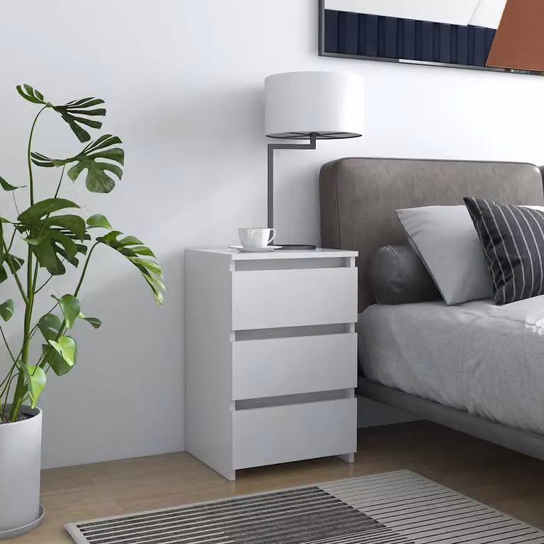 Comodino sospeso vidaXL Bianco in Legno e MDF L: 40 cm, P: 35 cm, H: 62,5 cm