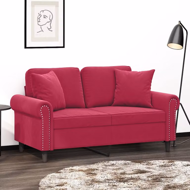 Set di 2 cuscini decorativi quadrati vidaXL in velluto rosso, L/P: 40 x 40 cm