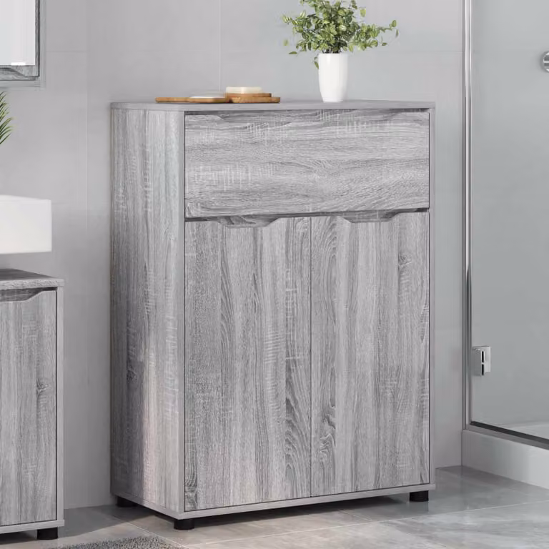 Mobile da bagno vidaXL Grigio Sonoma con ante e cassetti L 72,5 x P 36,5 x H 100 cm