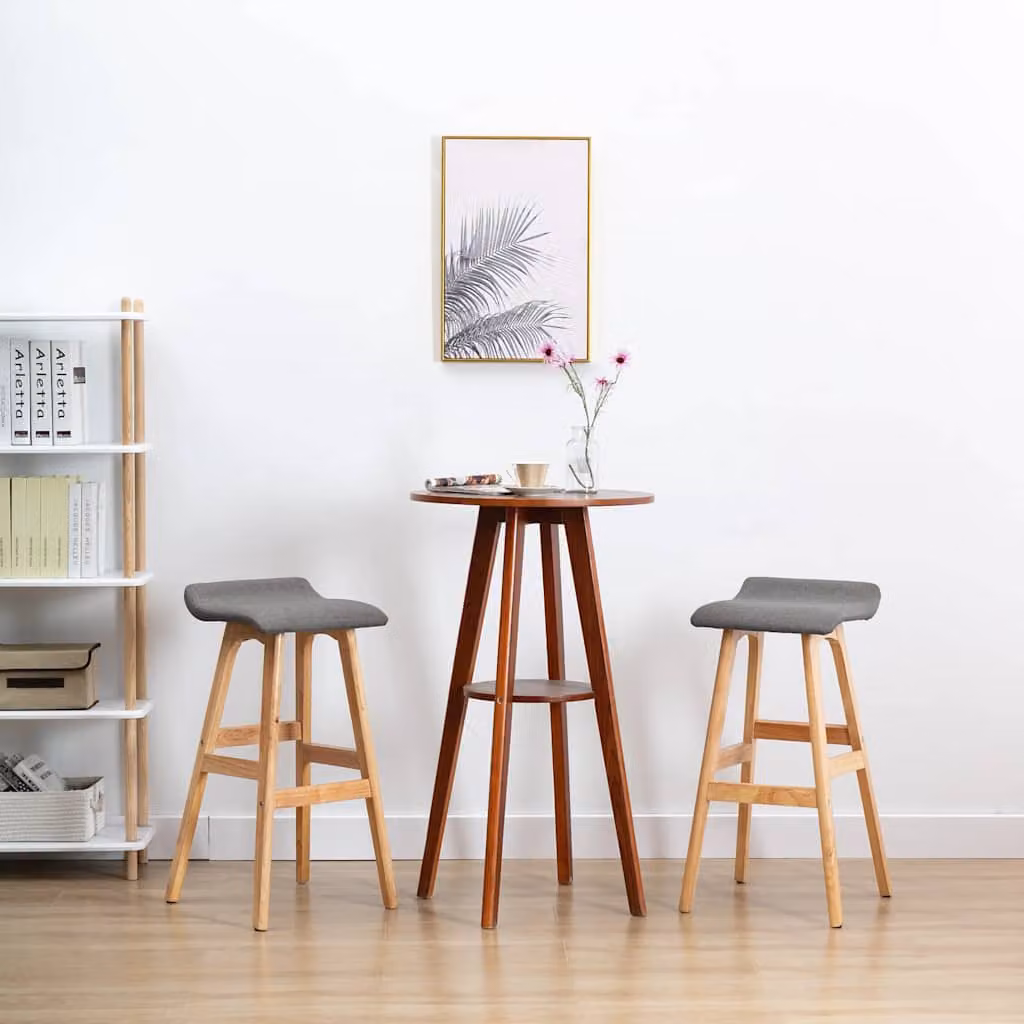 Set di 2 sedie da bar vidaXL moderne in tessuto grigio scuro e legno di faggio