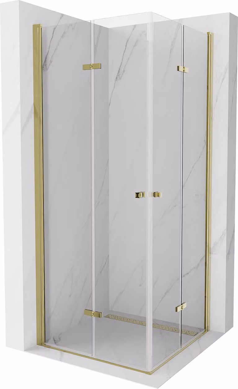 Mexen Lima Duo cabina doccia pieghevole 80 x 80 cm, trasparente, oro - 856-080-080-50-00-02