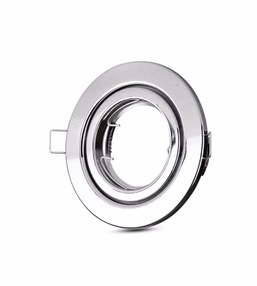 Portafaretto LED da Incasso Rotondo GU10 e GU5.3 (MR16) Colore Cromato con Orientabile